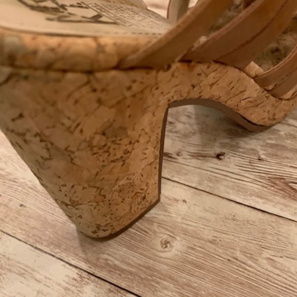 Market Cork Strappy Heeled Neutral Sandal - Picture 8 of 8